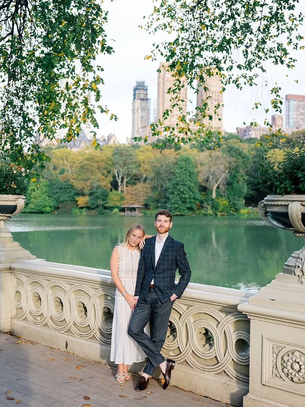 Elegant Couple by the Water in Central Park