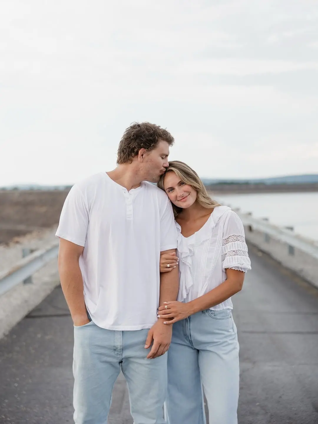 Chic and relaxed couple's engagement outfits