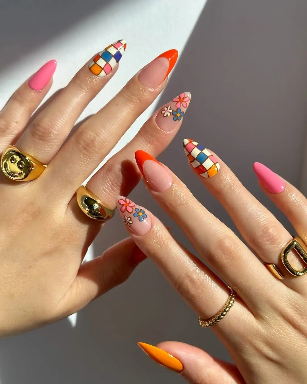 Vibrant nails with playful patterns and colors