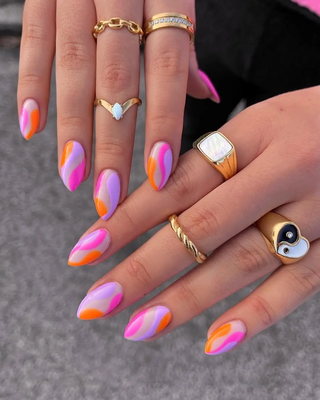 Vibrant Waves of Color on Nail Art