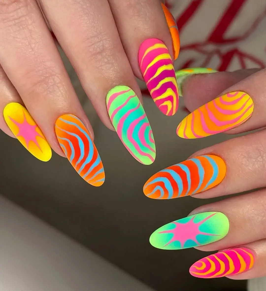 Vibrant Neon Patterns for Funky Nail Art