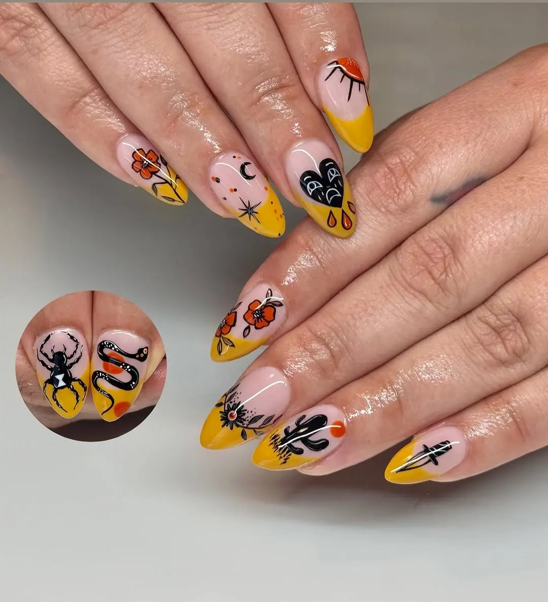 Bright and bold nail art for a funky vibe