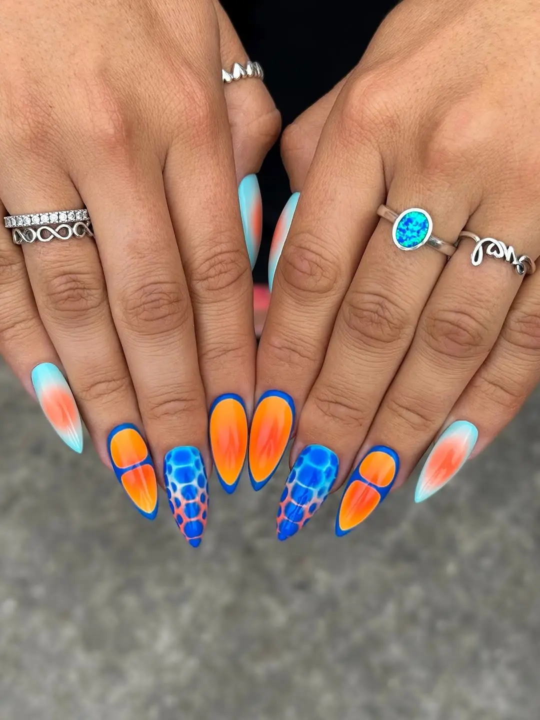 Vibrant nails with funky art designs