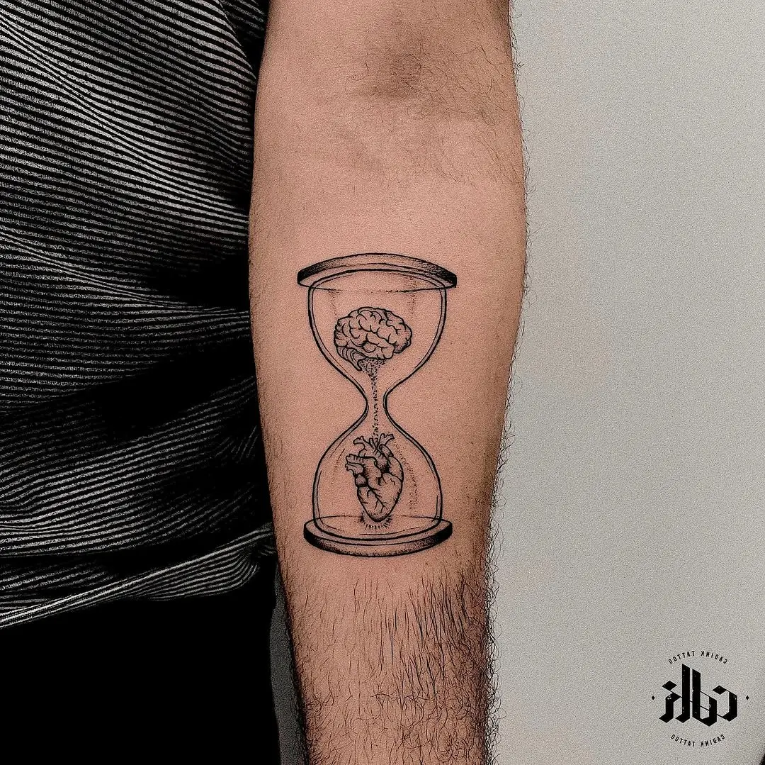 Symbolic hourglass blend of mind and heart