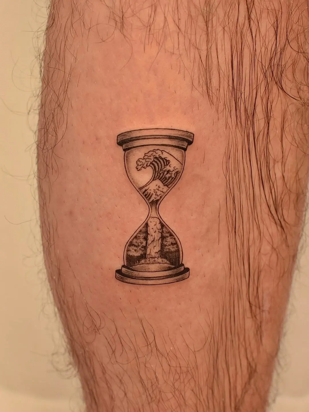 Symbolic hourglass depicting nature's elements