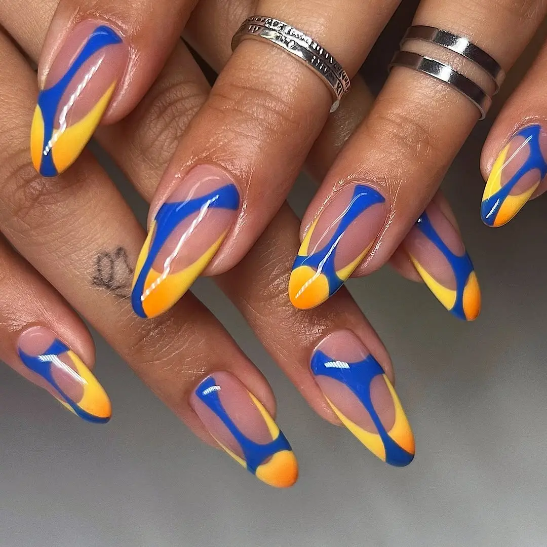 Vibrant ombre nails with dynamic color flow