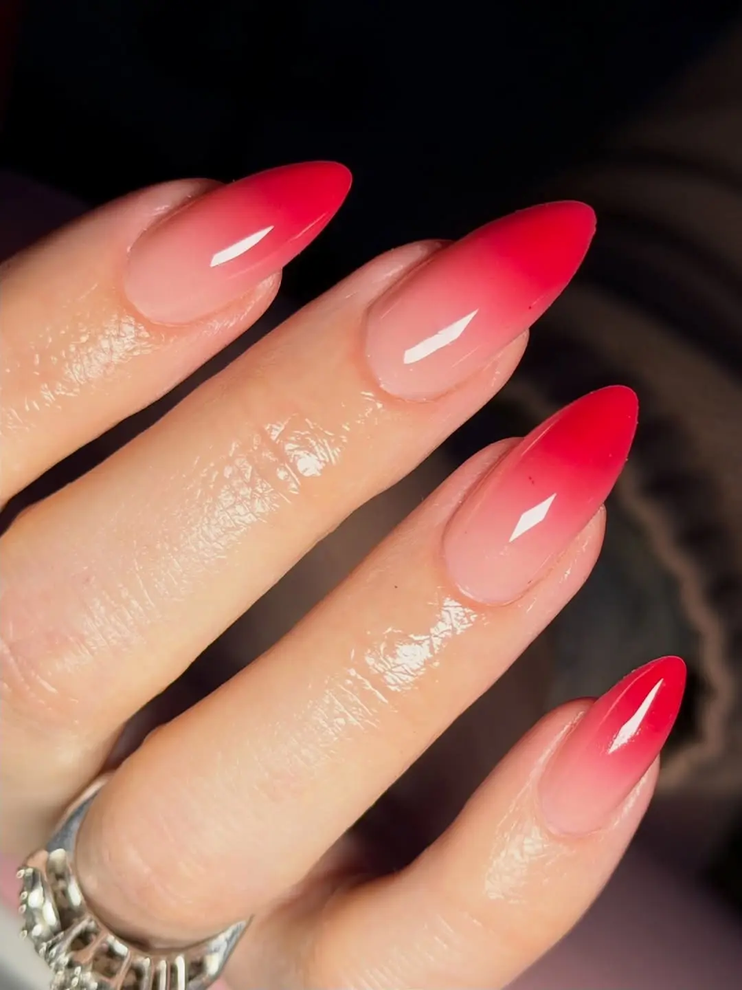 Stunning red gradient ombre nails design