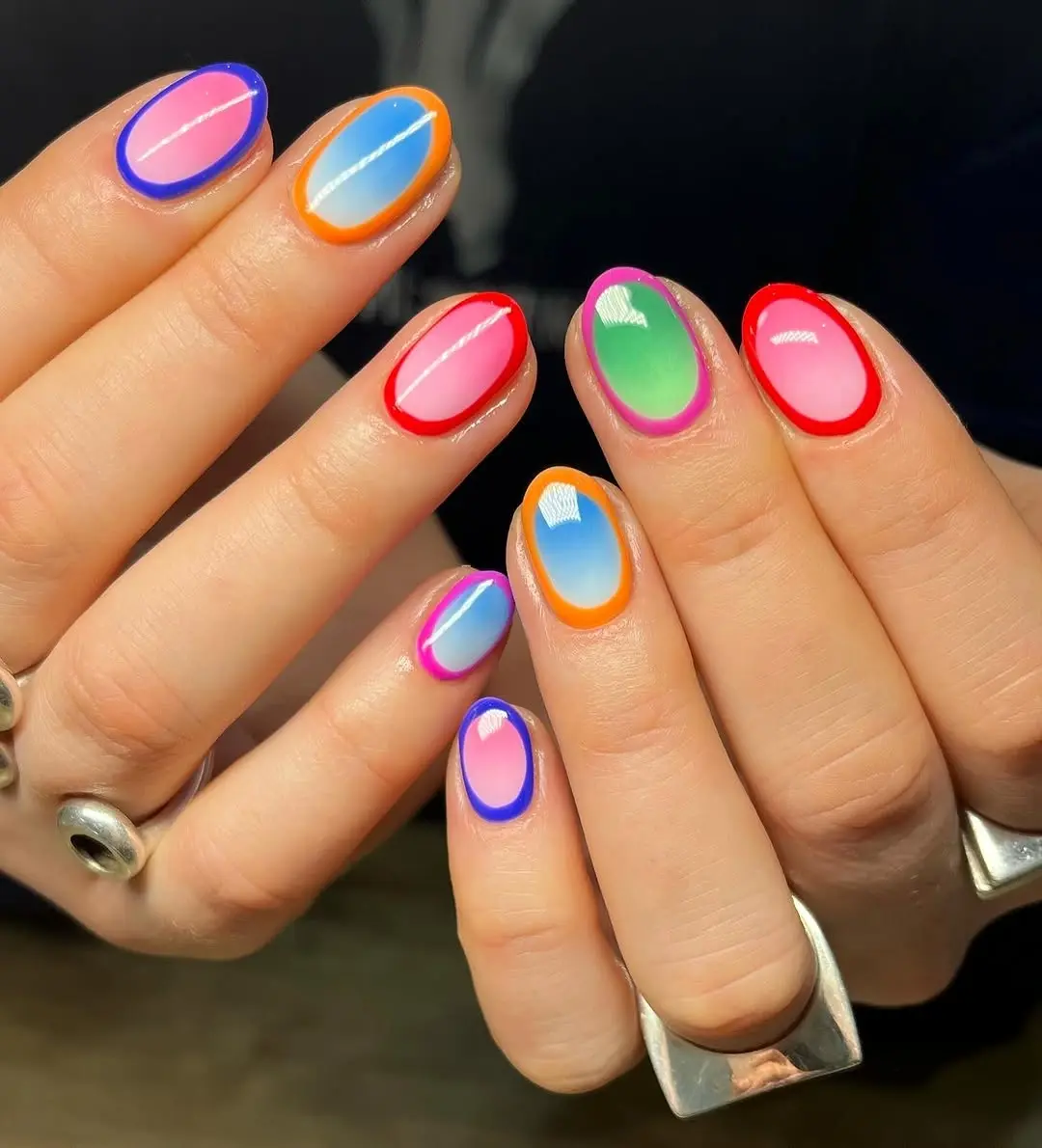 Artful Ombre Nails in Bold Color Combinations
