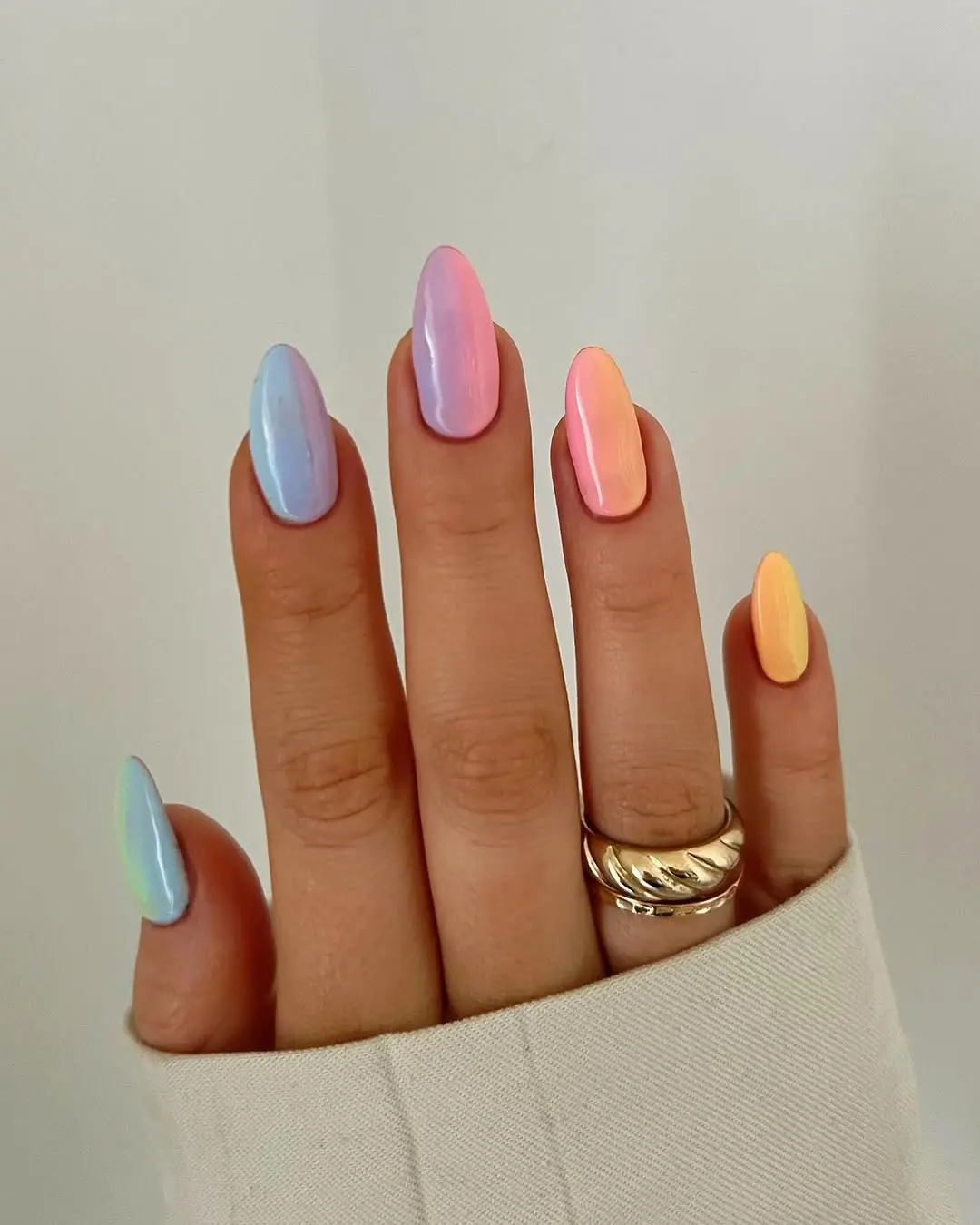 Trendy pastel ombre nail design idea