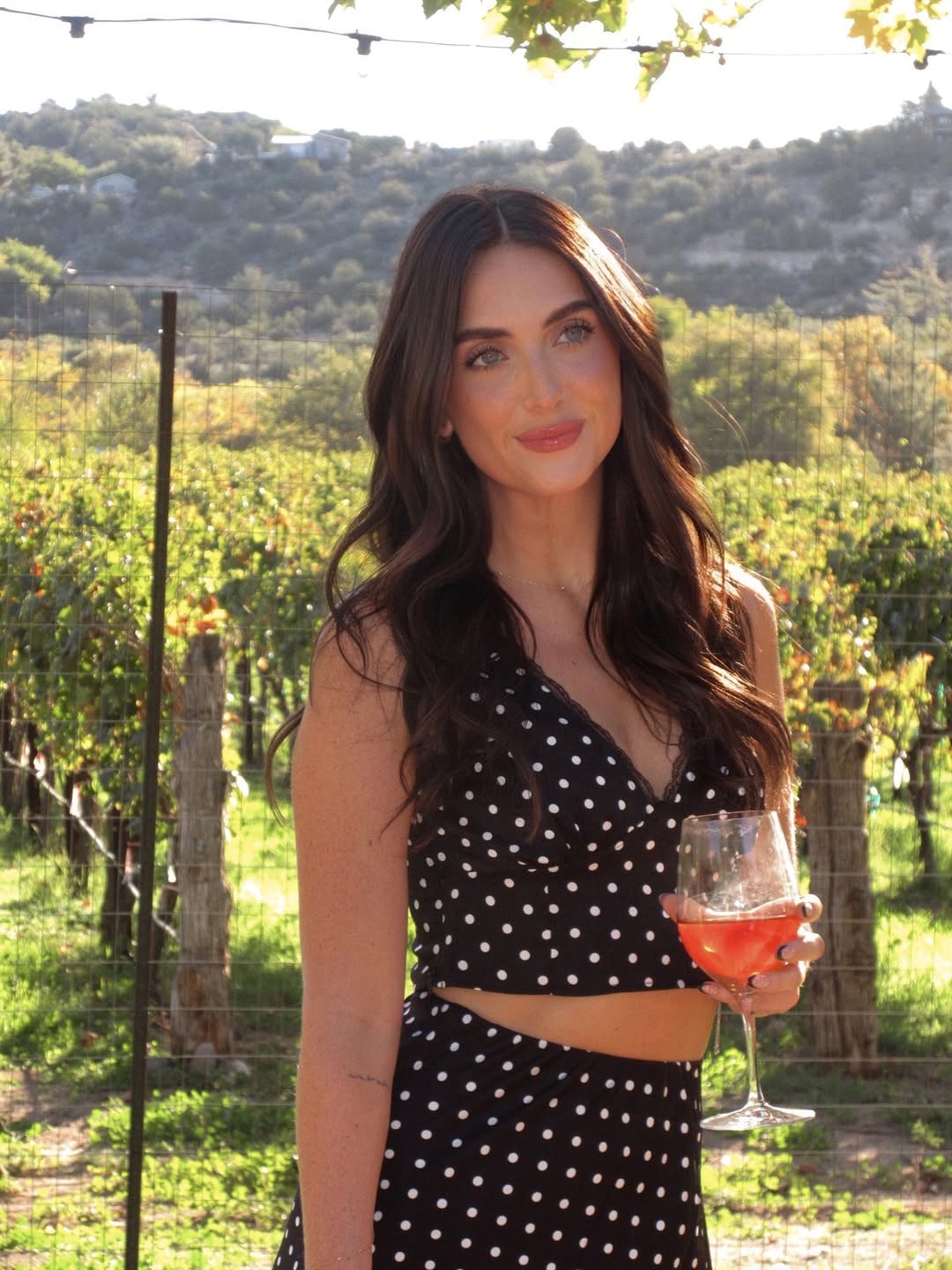 Chic Winery Outfit with a Polka Dot Twist