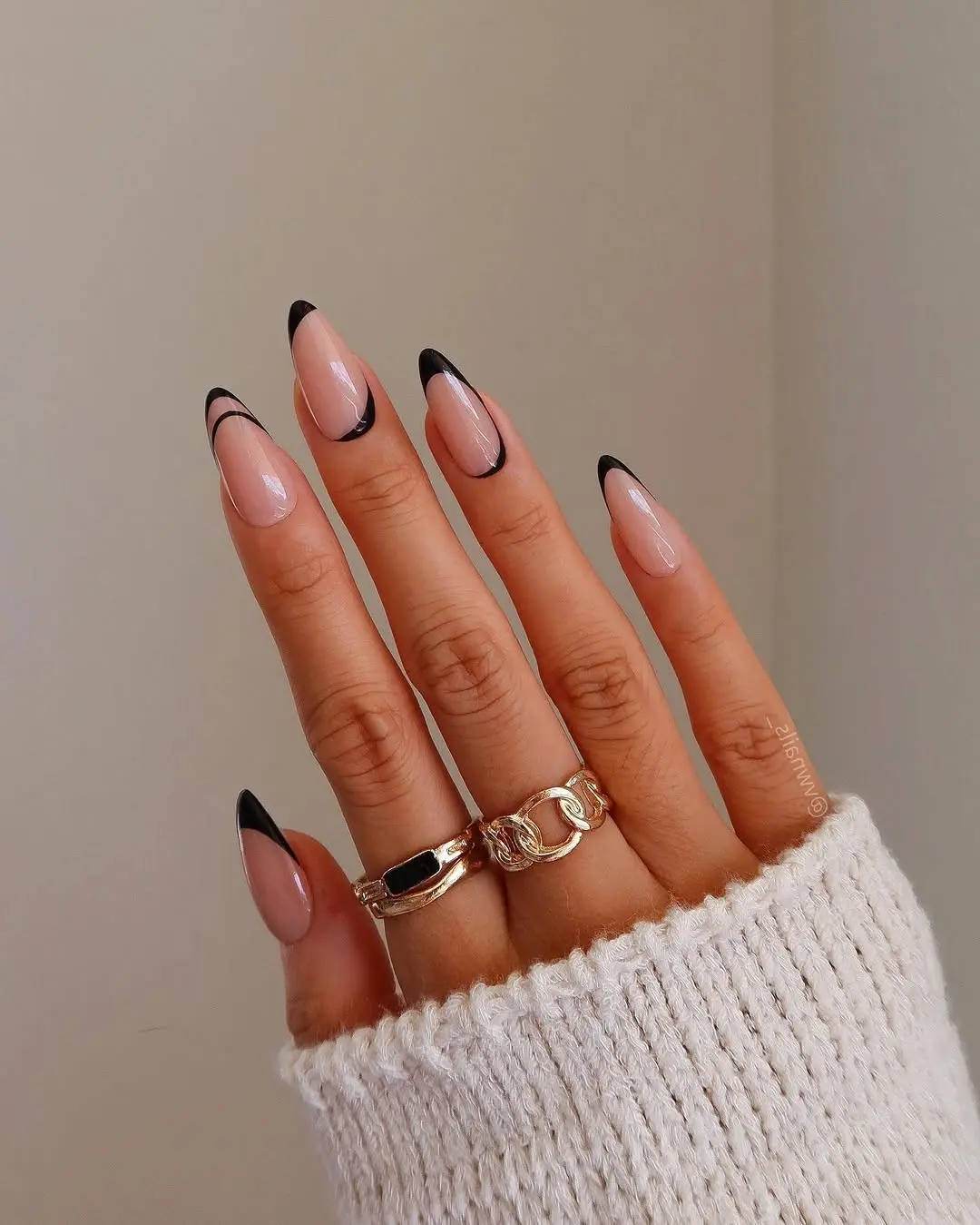 Chic black French tips for stylish nails