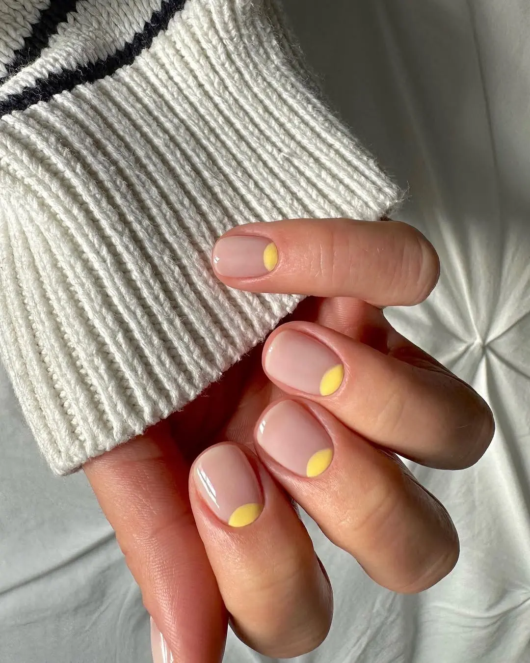 Chic Yellow Moon Nail Design for Simple Elegance