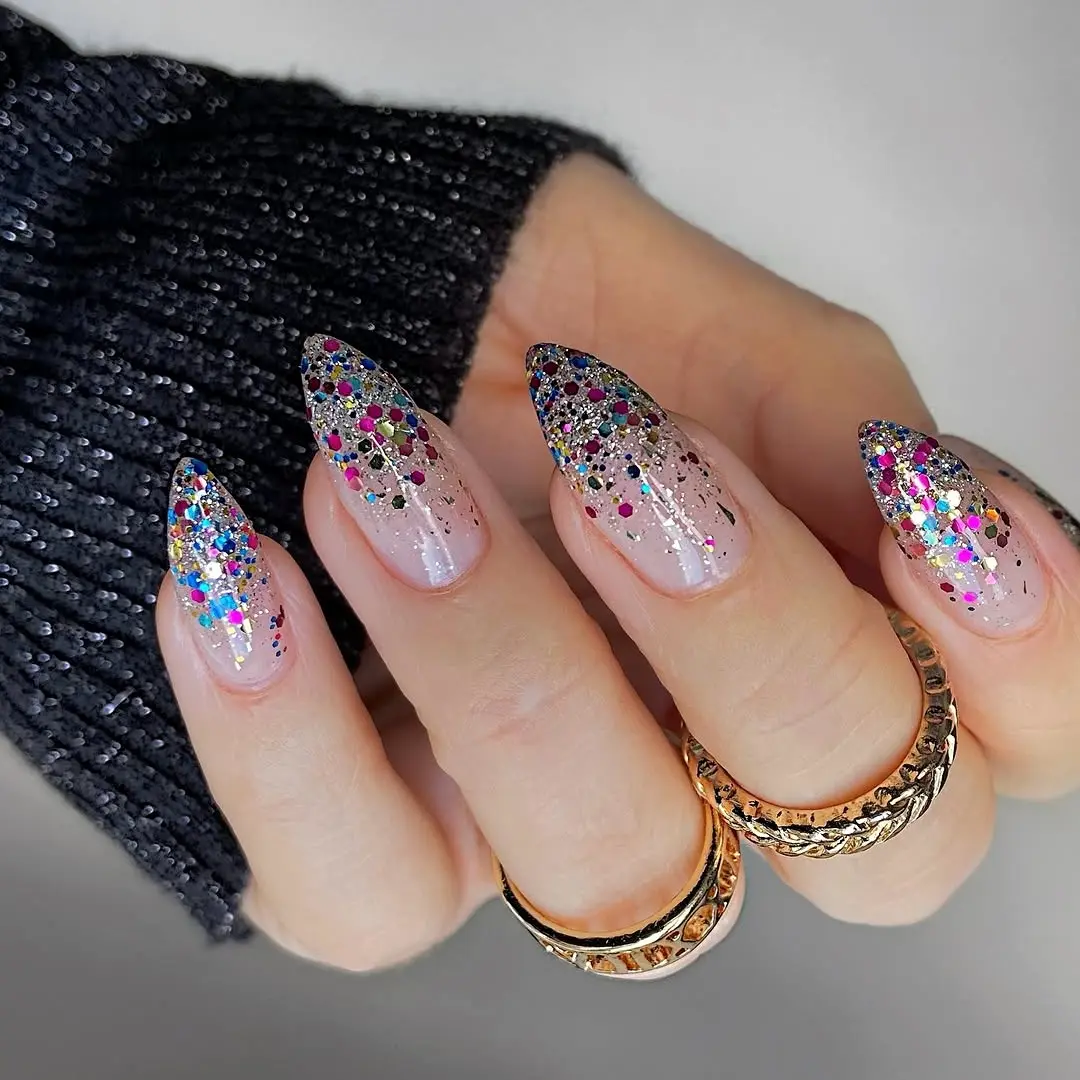 Stunning spring glitter stiletto nails design