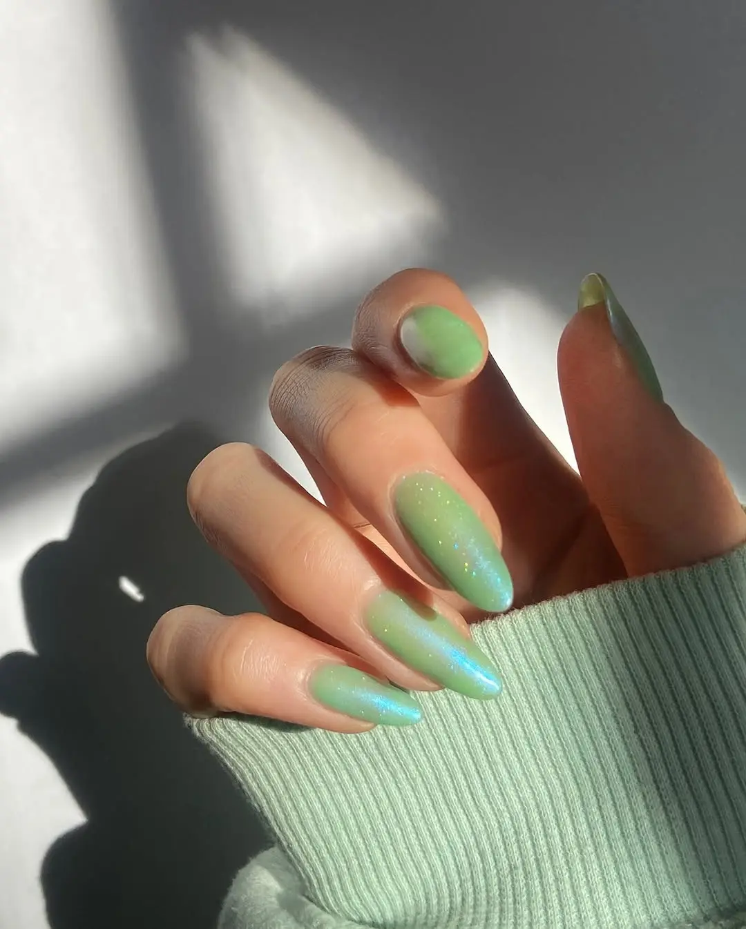 Fresh green ombre with sparkling accents