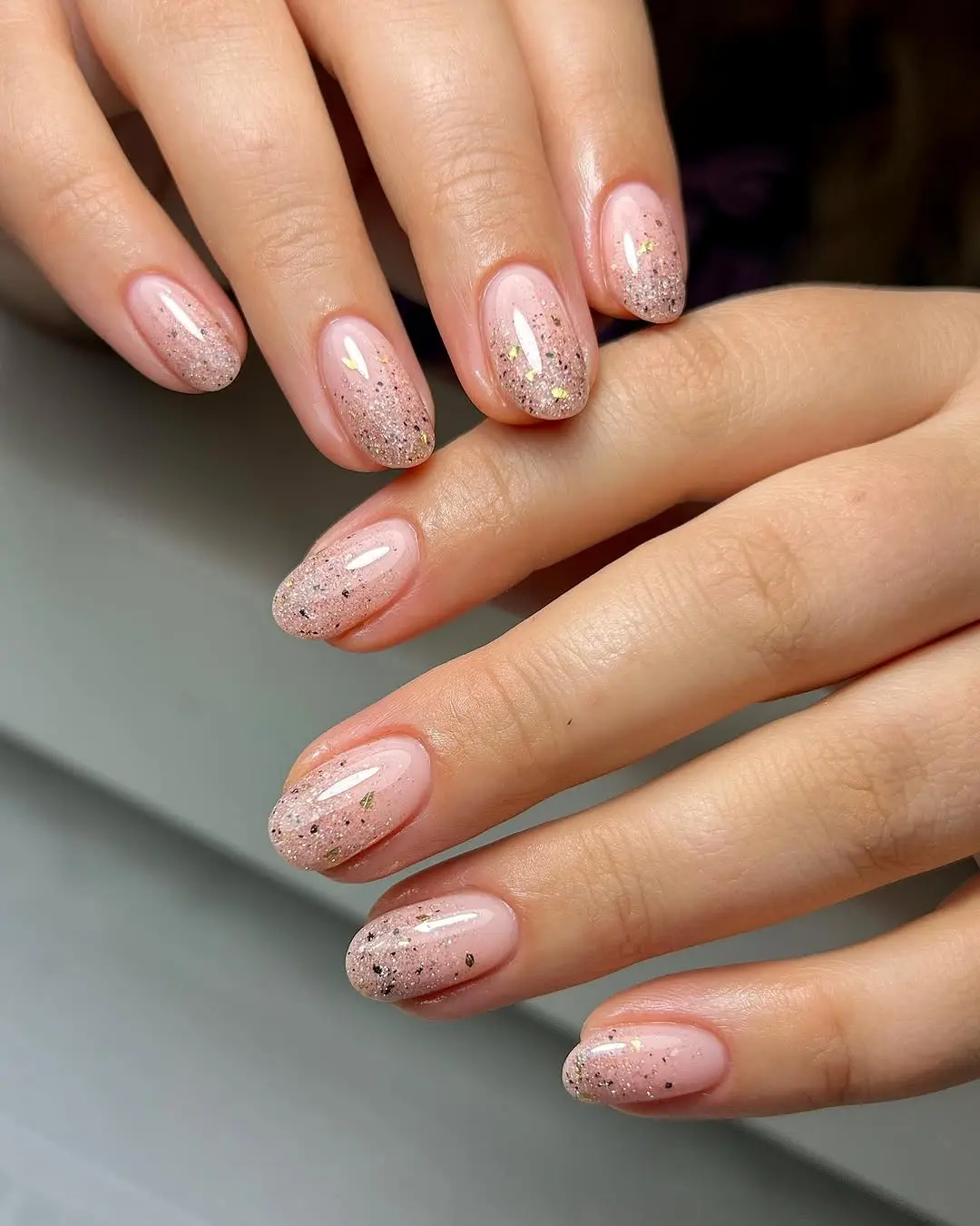 Elegant pink spring glitter nail design shines bright