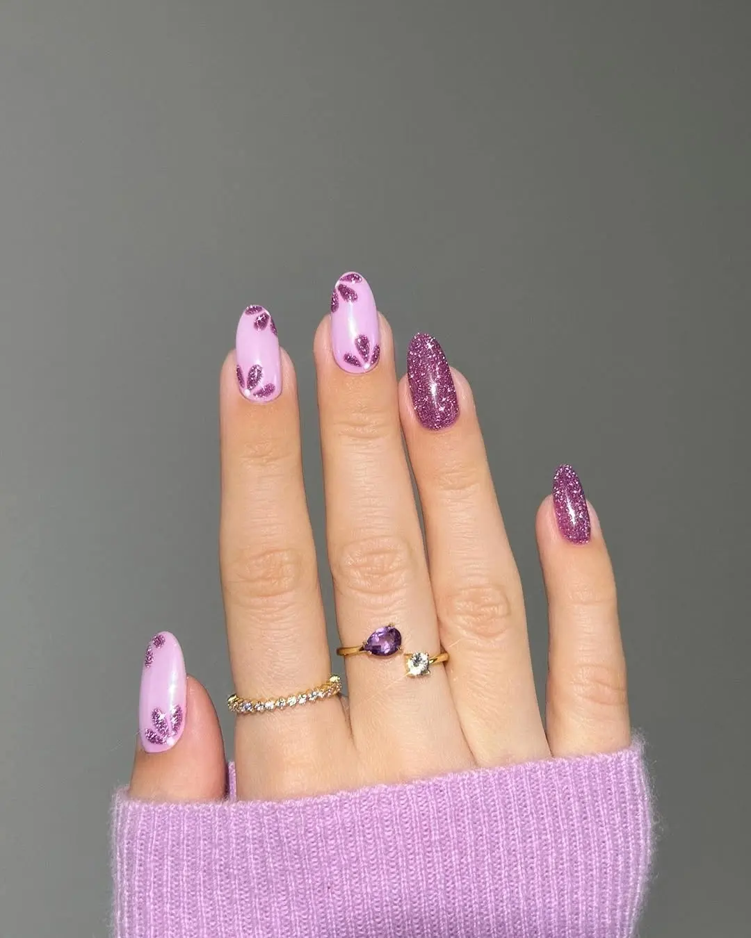 Vibrant Spring Nails with Glitter Accents