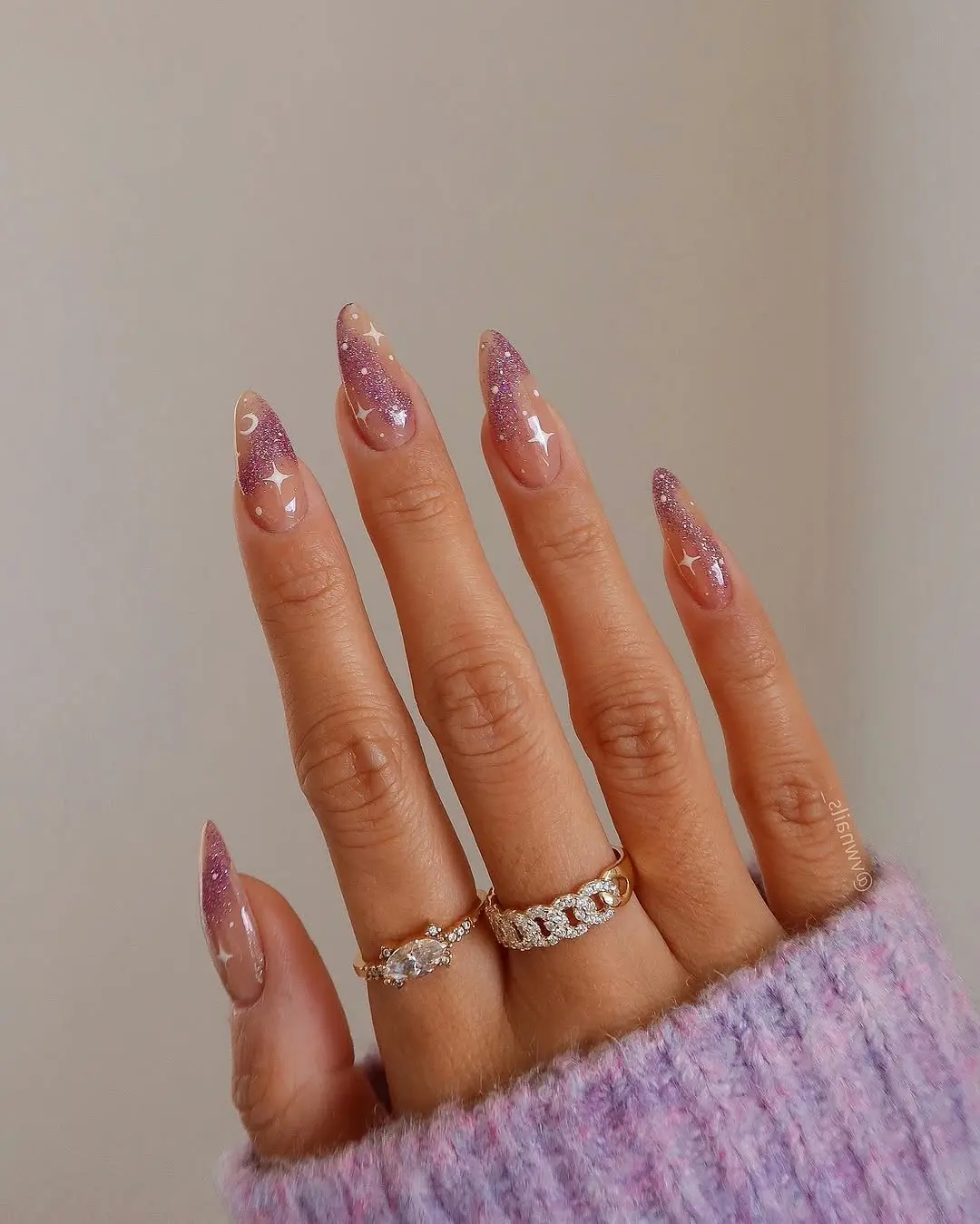 Glistening Pastel Glitter French Tip Nails