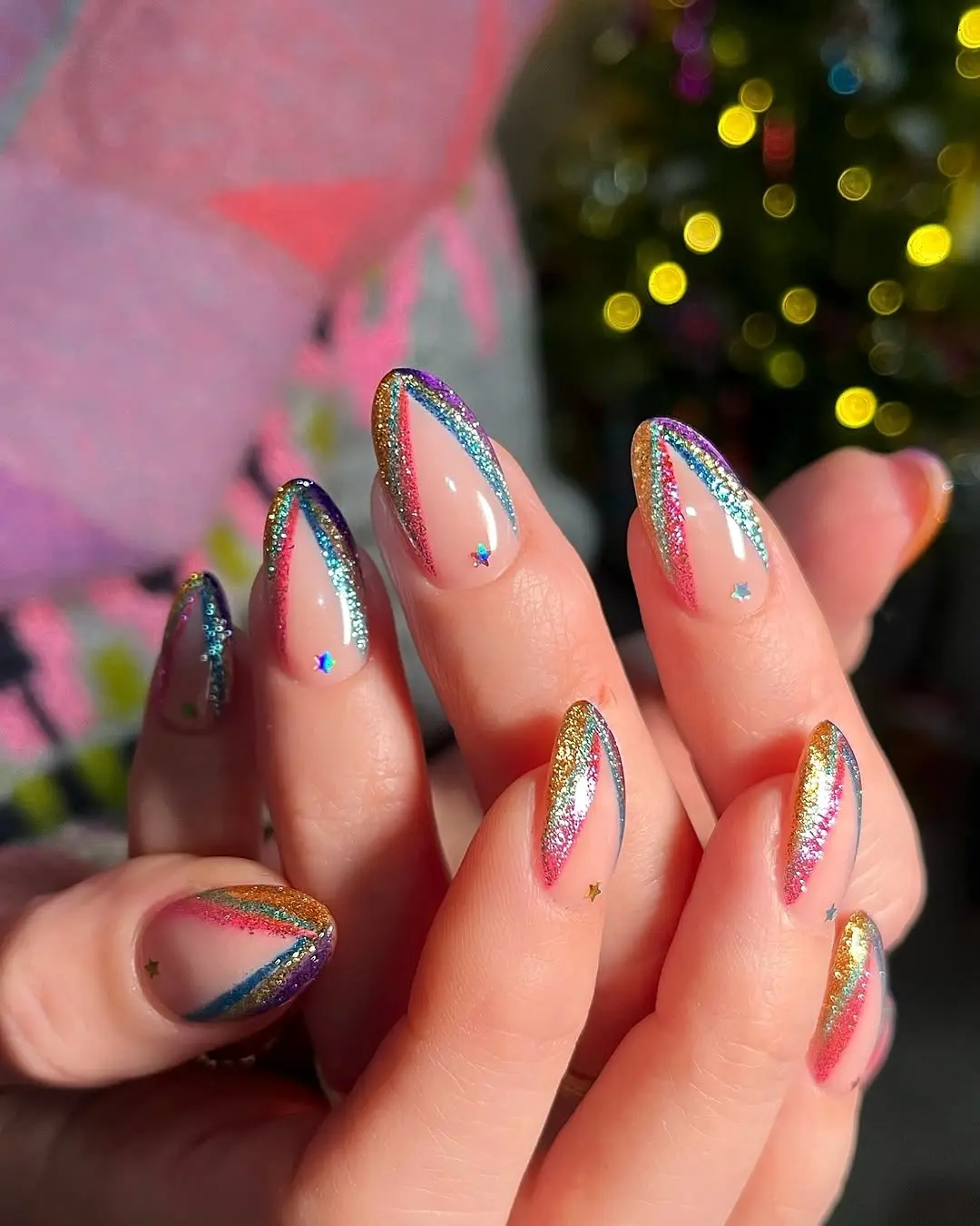 Vibrant Spring Glitter Nail Art Inspiration