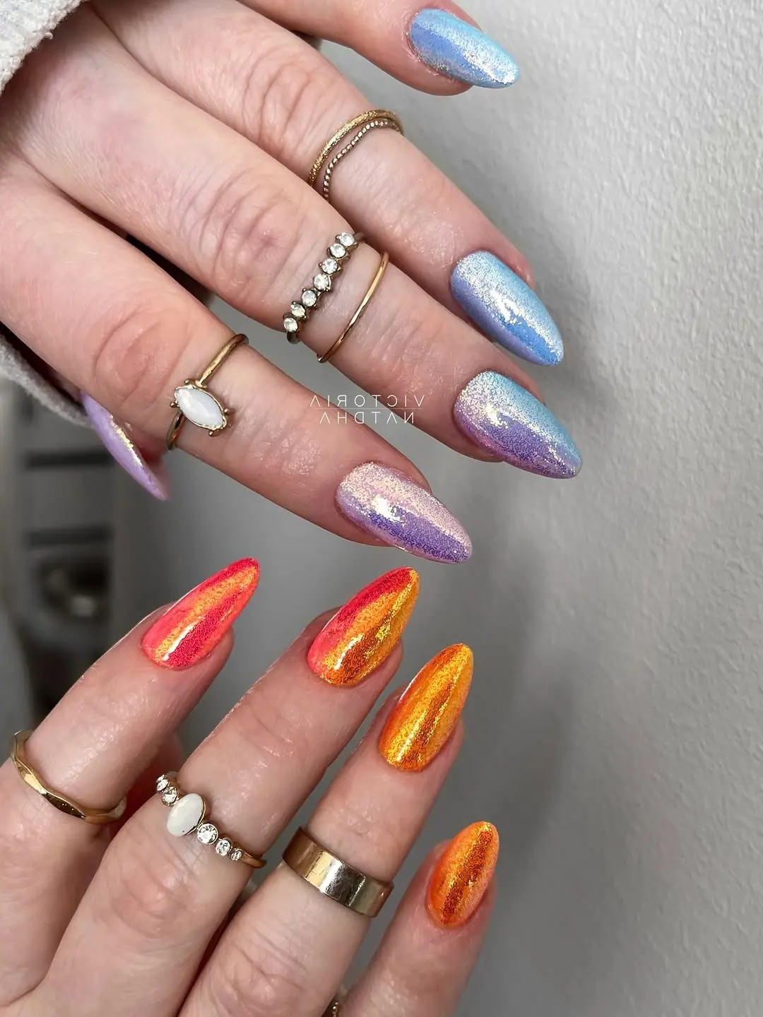 Vibrant spring glitter nail designs showcased here