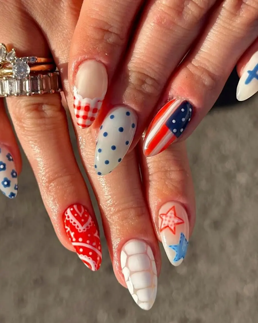 Festive 4th of July Nail Art Design