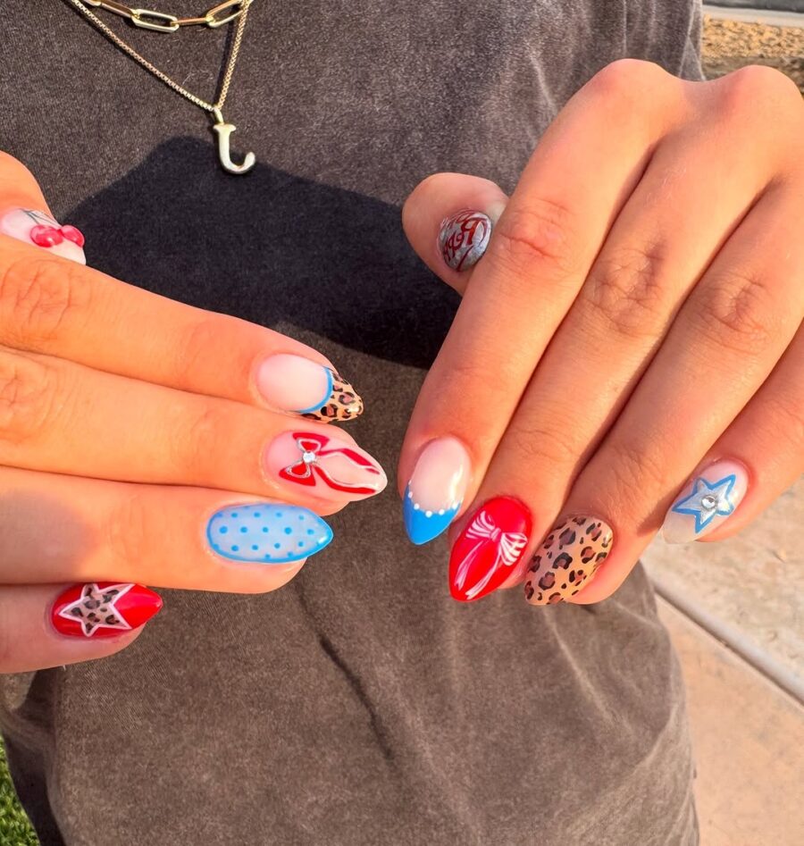 Bold and festive Fourth of July nail art