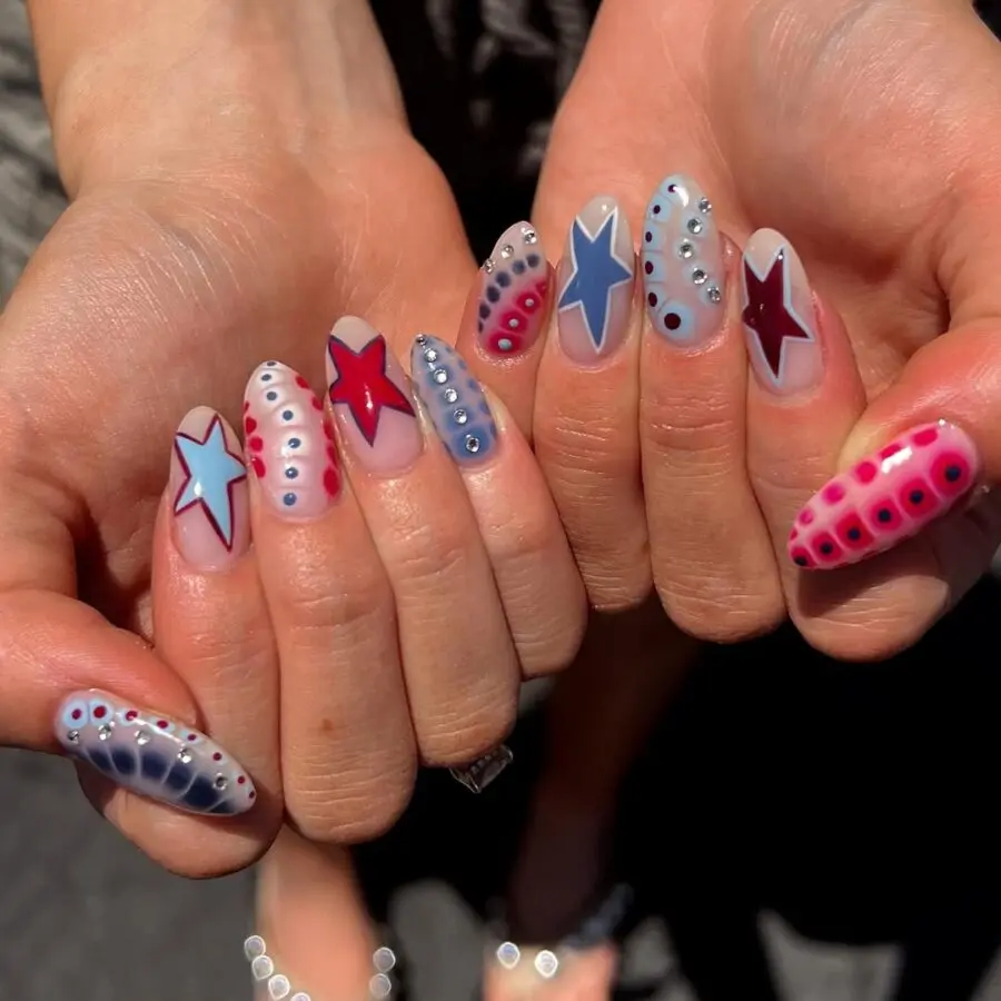 Stars and stripes nail art for Independence Day