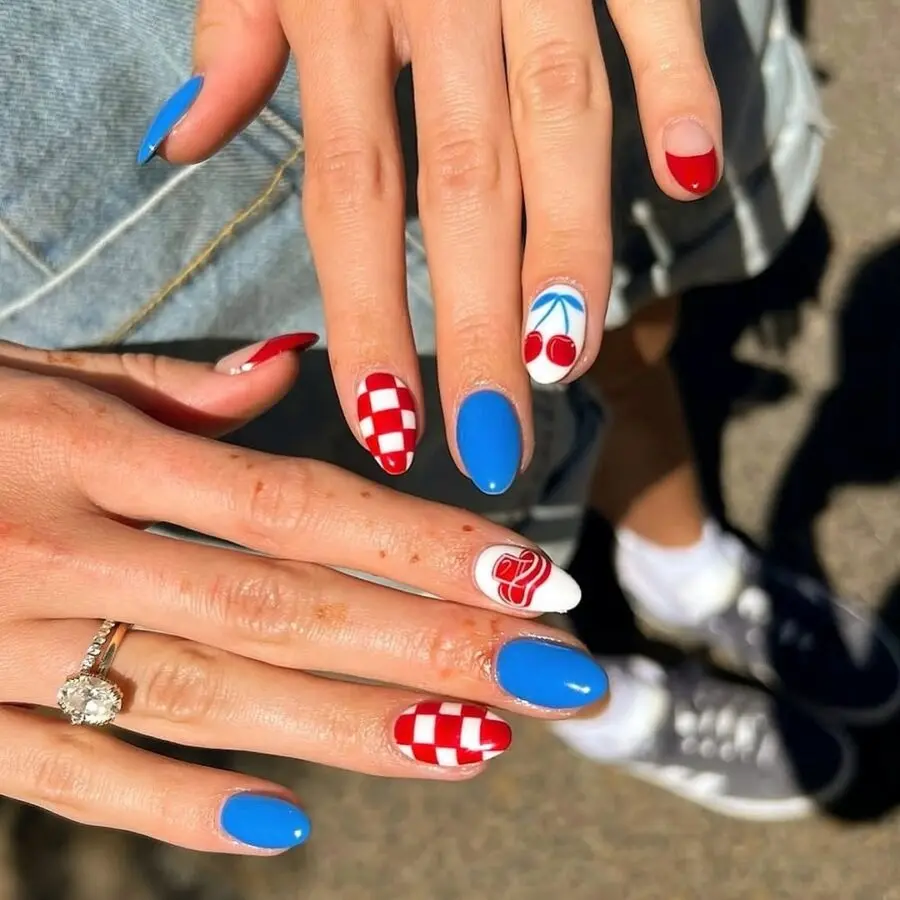 Patriotic nails with playful summer designs