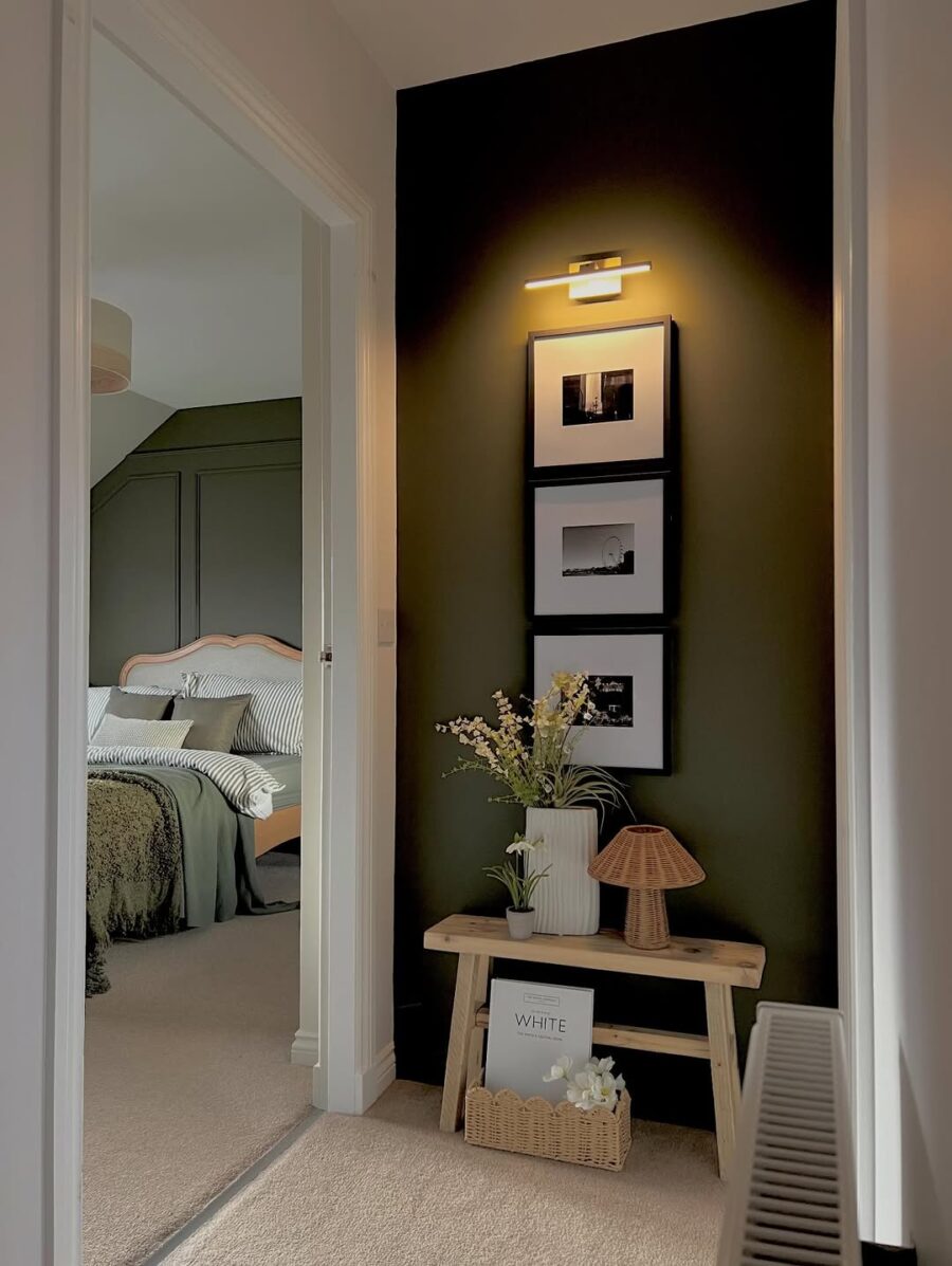 Modern accent wall enhances hallway allure