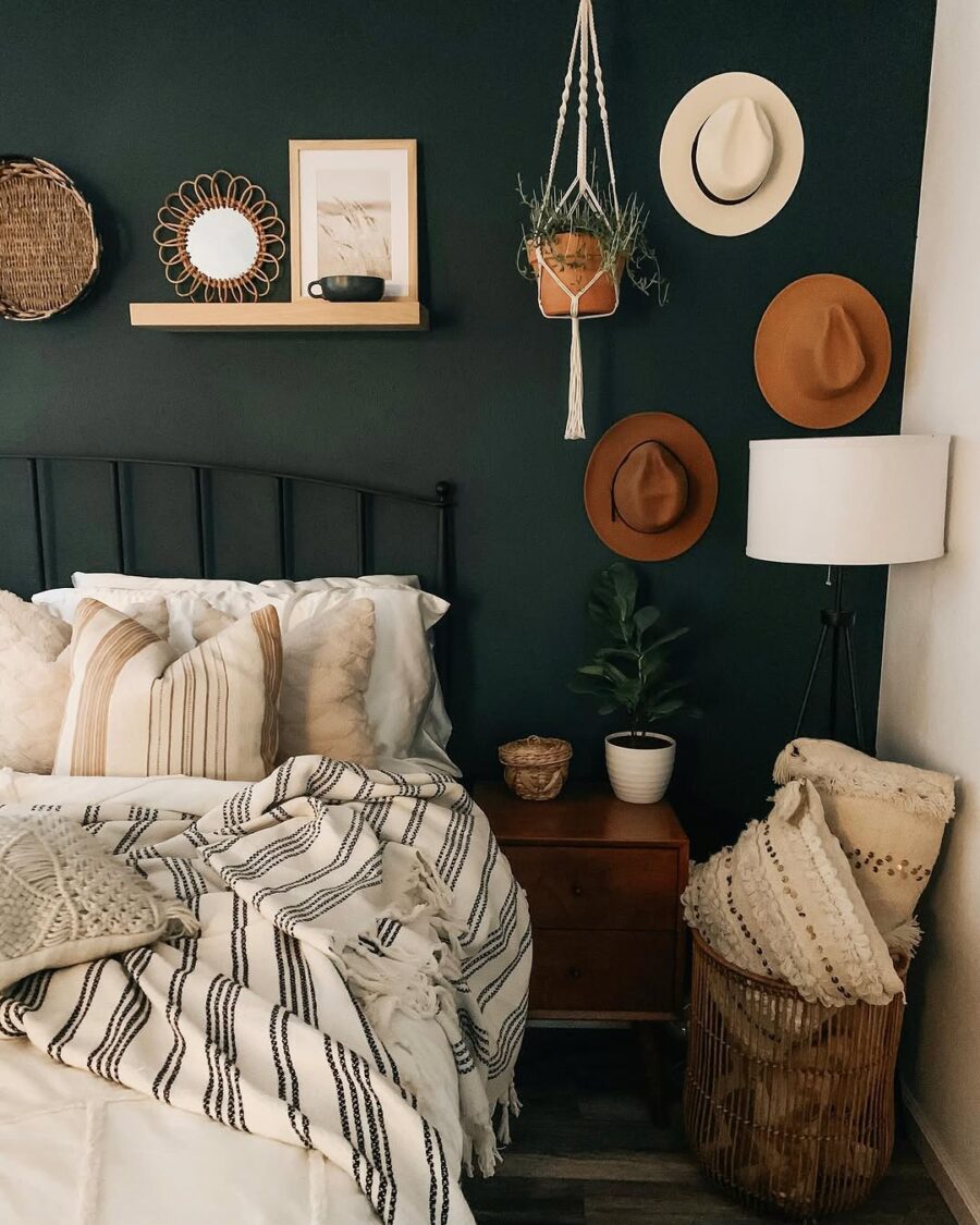 Stylish accent wall enhances bedroom charm