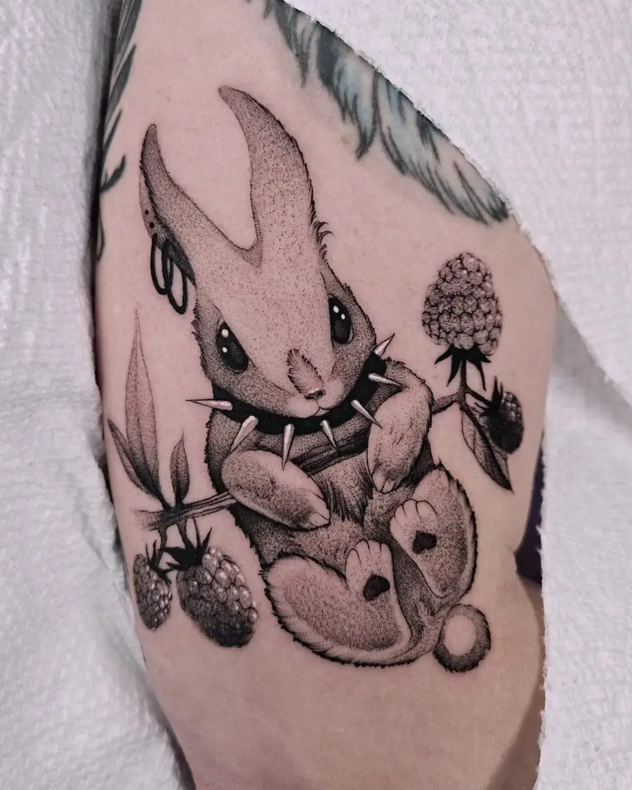 Charming Rabbit Tattoo with Floral Accents