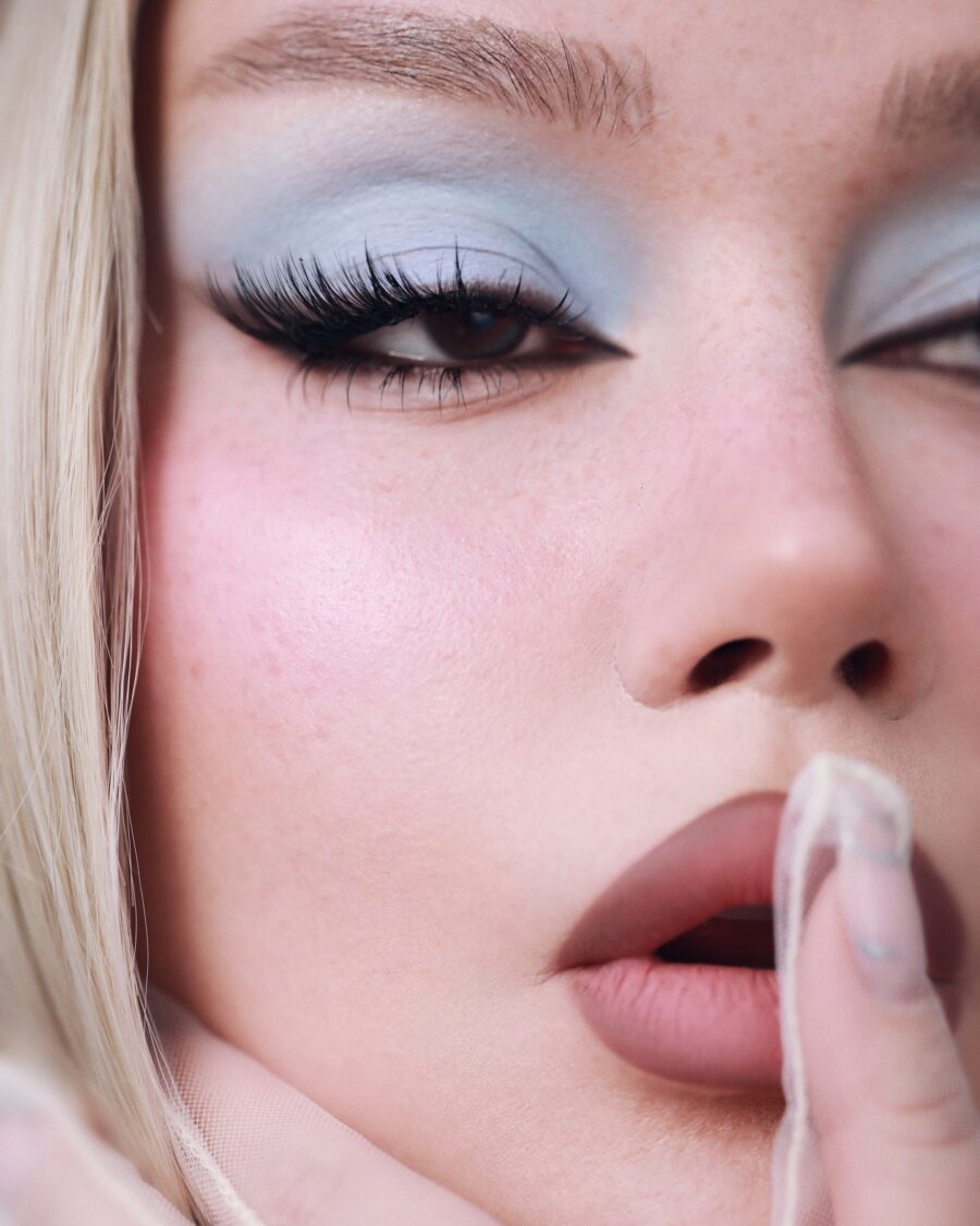 Fresh and Dramatic Baby Blue Glam Look