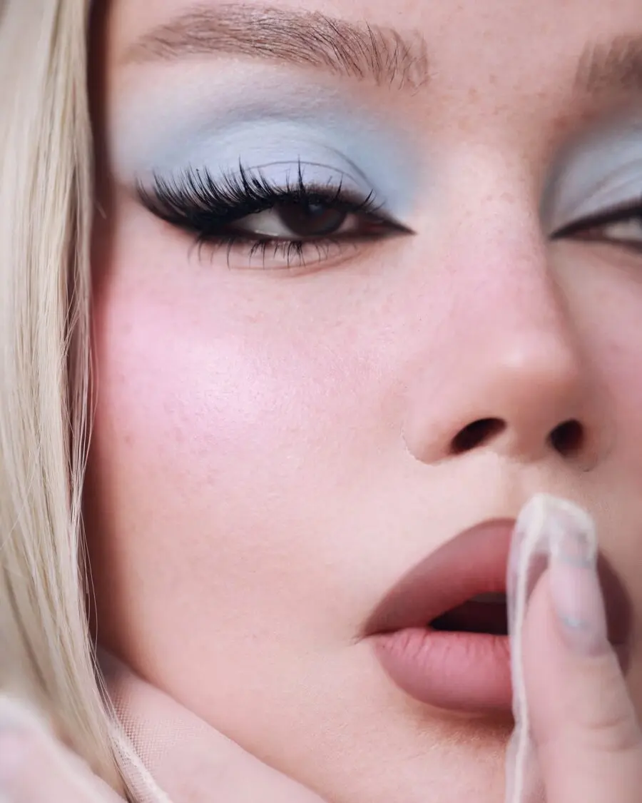 Fresh and Dramatic Baby Blue Glam Look