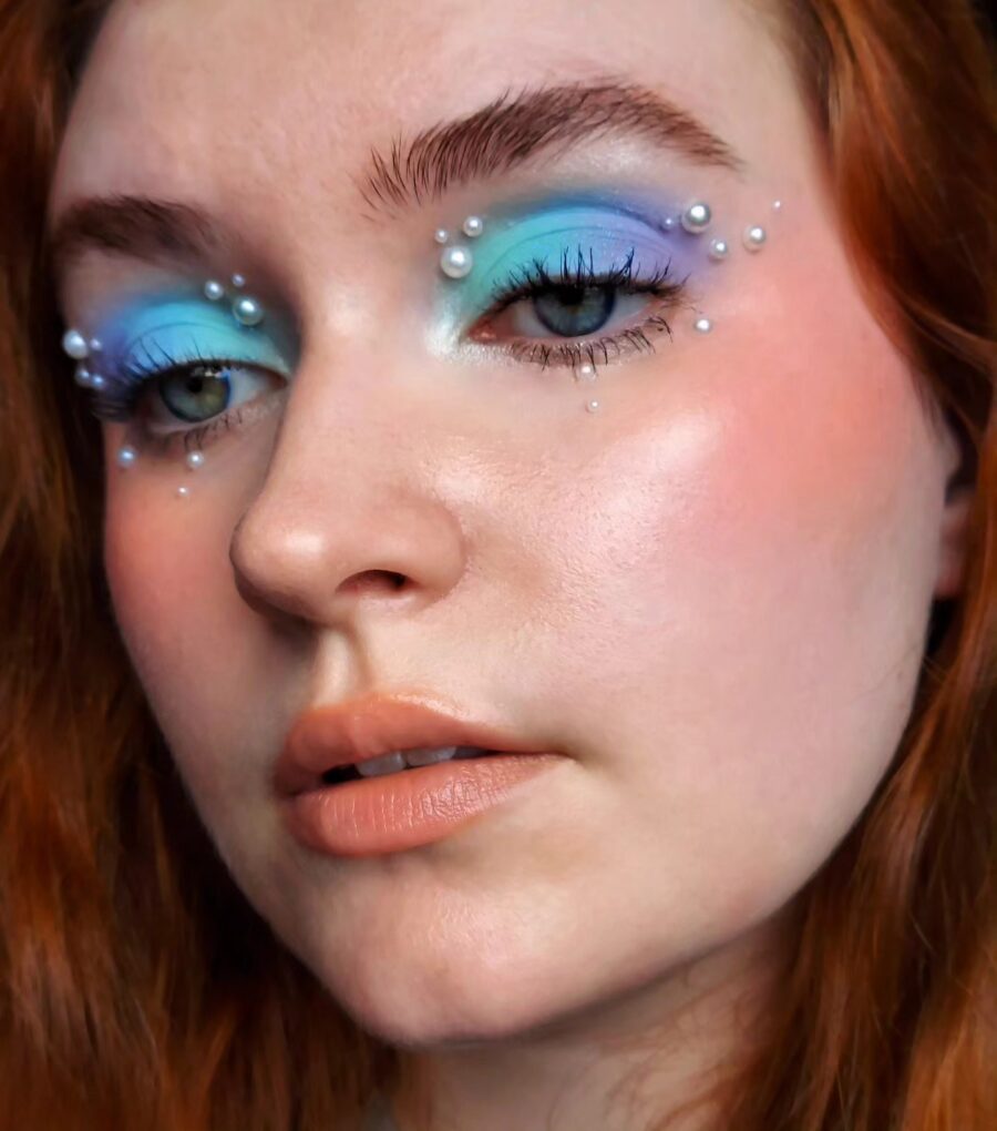 Stunning baby blue glam with pearl accents