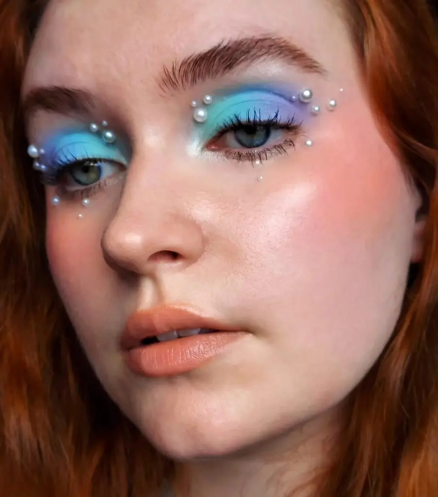 Stunning baby blue glam with pearl accents