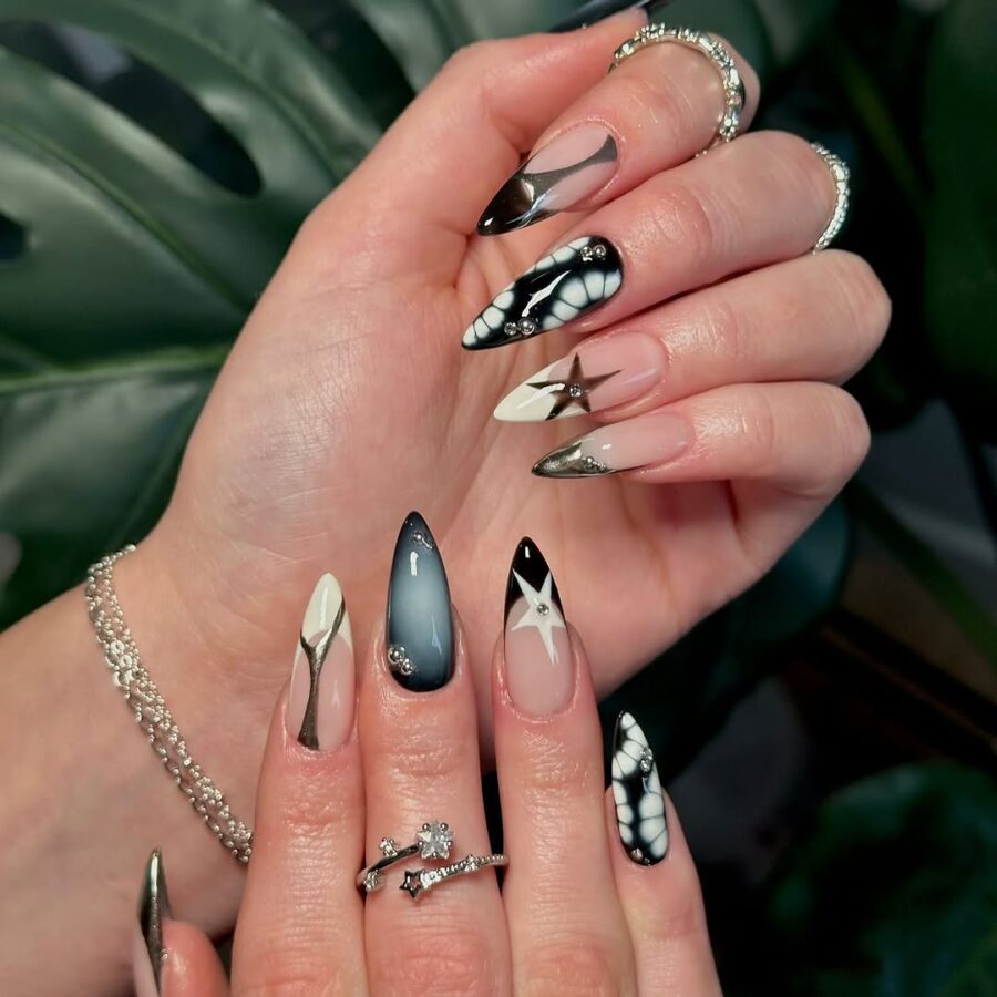 Expressive baddie nails with unique designs