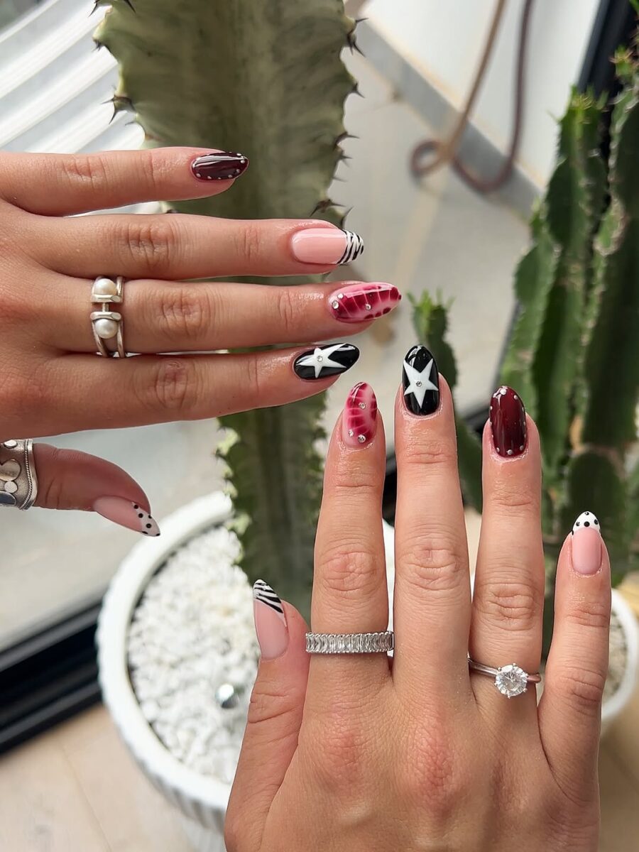 Trendy baddie nails with bold designs