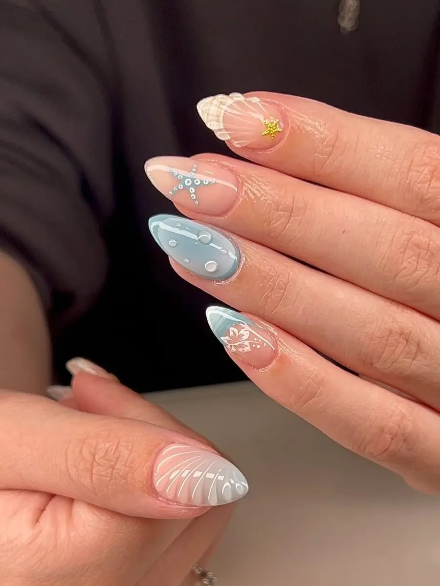 Stylish beach-inspired nail art design