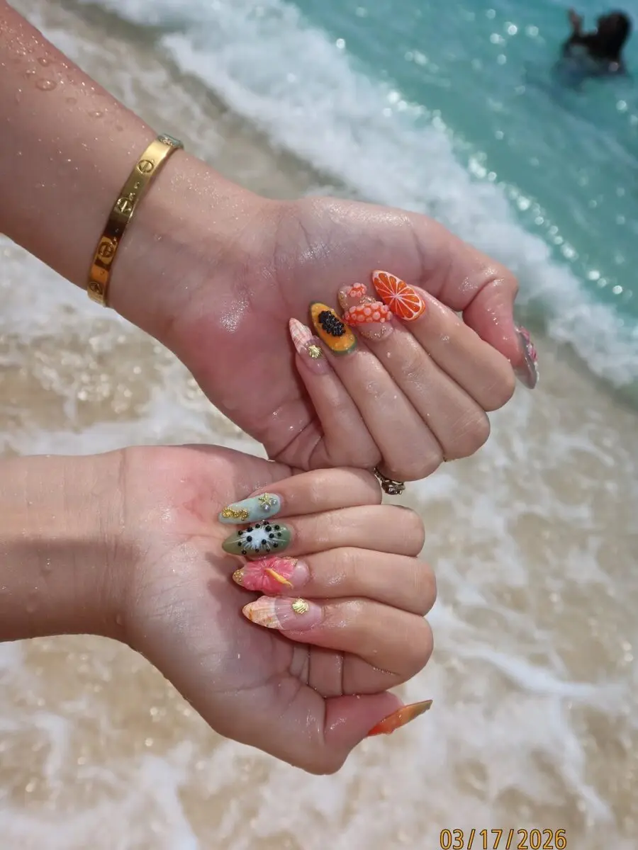 Vibrant Summer Beach-Themed Nail Art