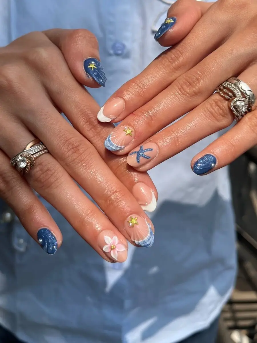 Vibrant Beach-Themed Nail Art for Summer