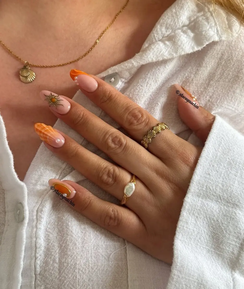 Sunny beach-inspired nail art design