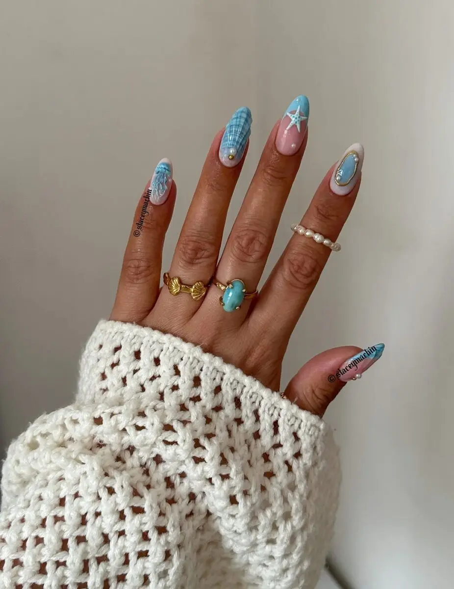 Vibrant beach-inspired nail art for summer