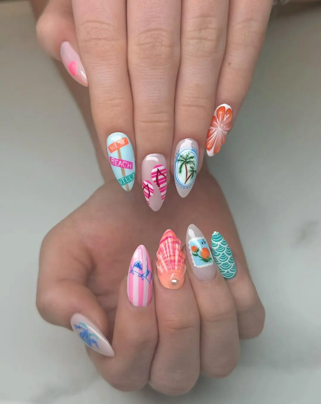Colorful Beach-Themed Nail Art for Summer Fun