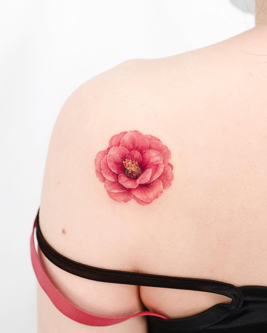 Stunning Camellia Tattoo on Shoulder