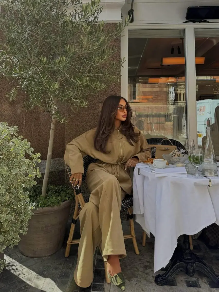 Chic and Comfortable Luncheon Outfit in Beige