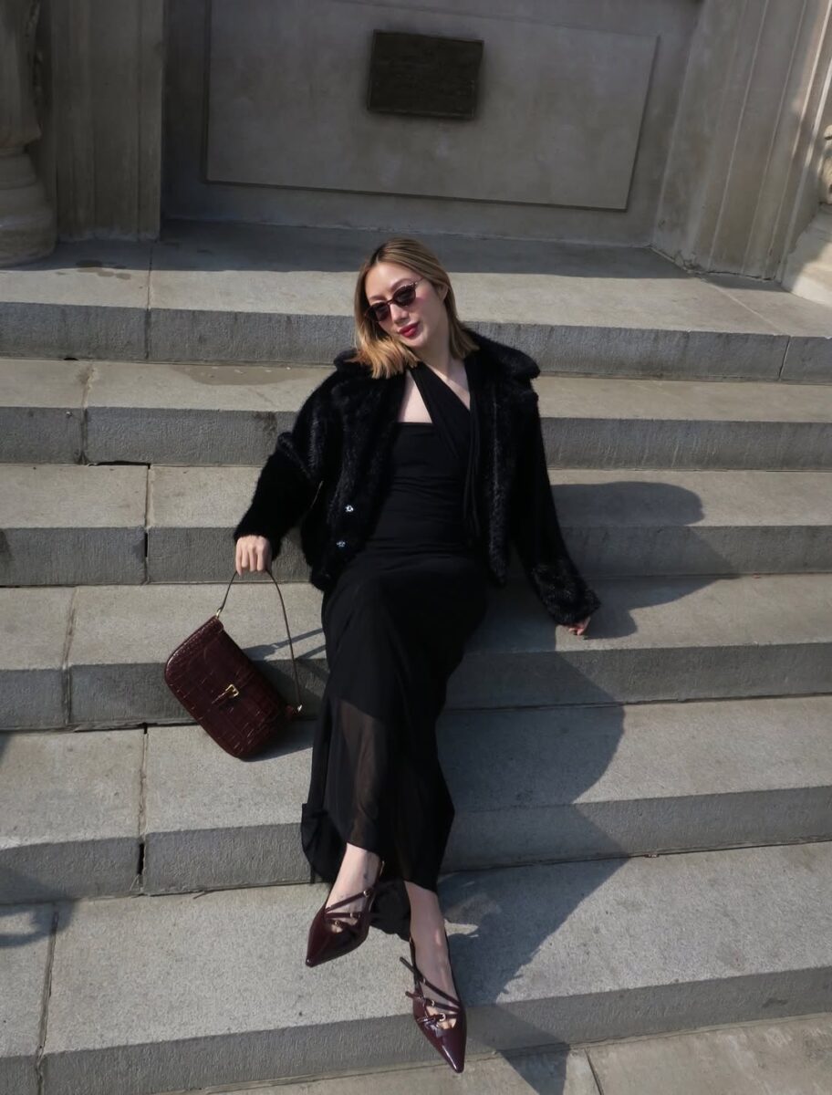 Chic Black Dress with Stylish Accessories