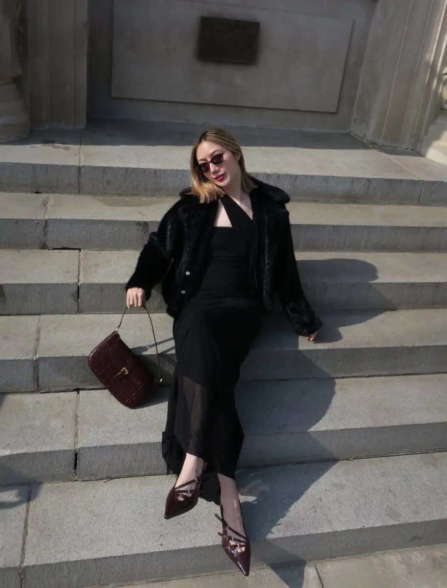 Chic Black Dress with Stylish Accessories