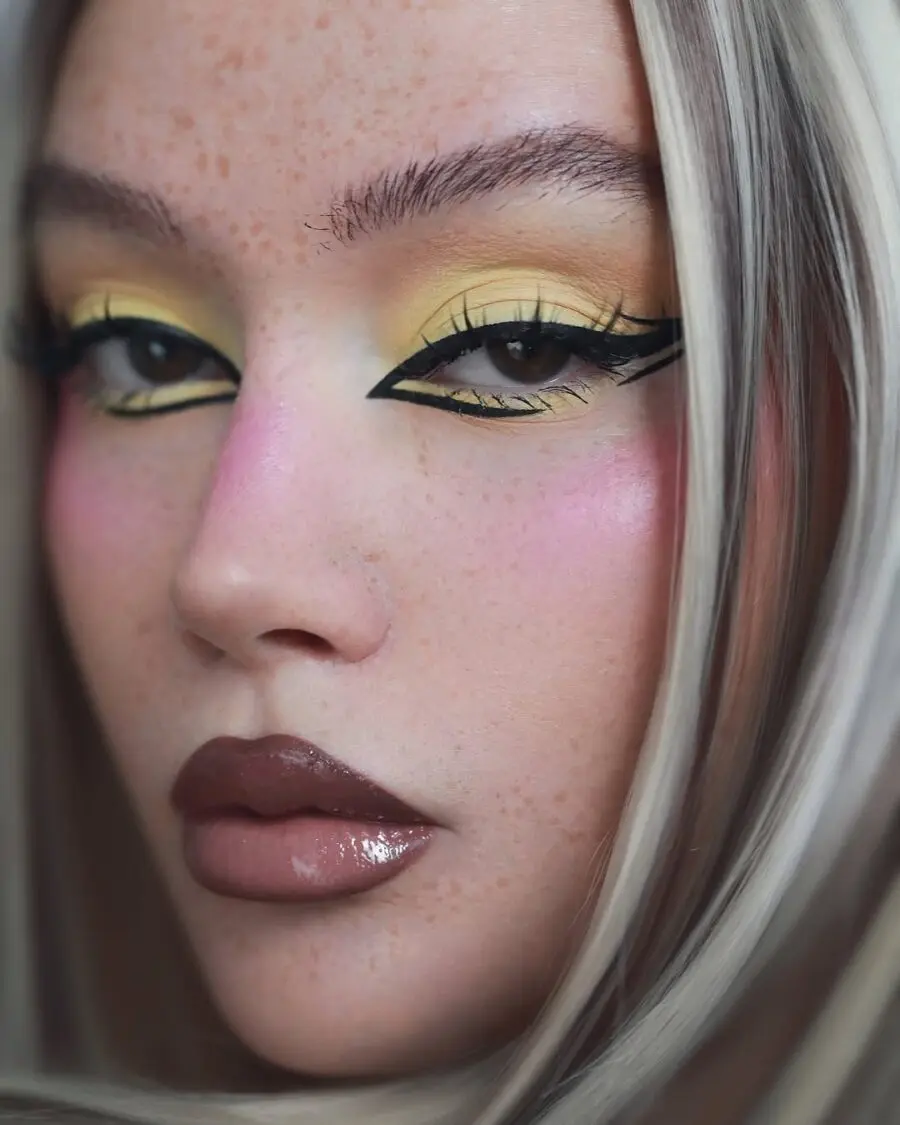 Vibrant summer eye makeup with bold accents