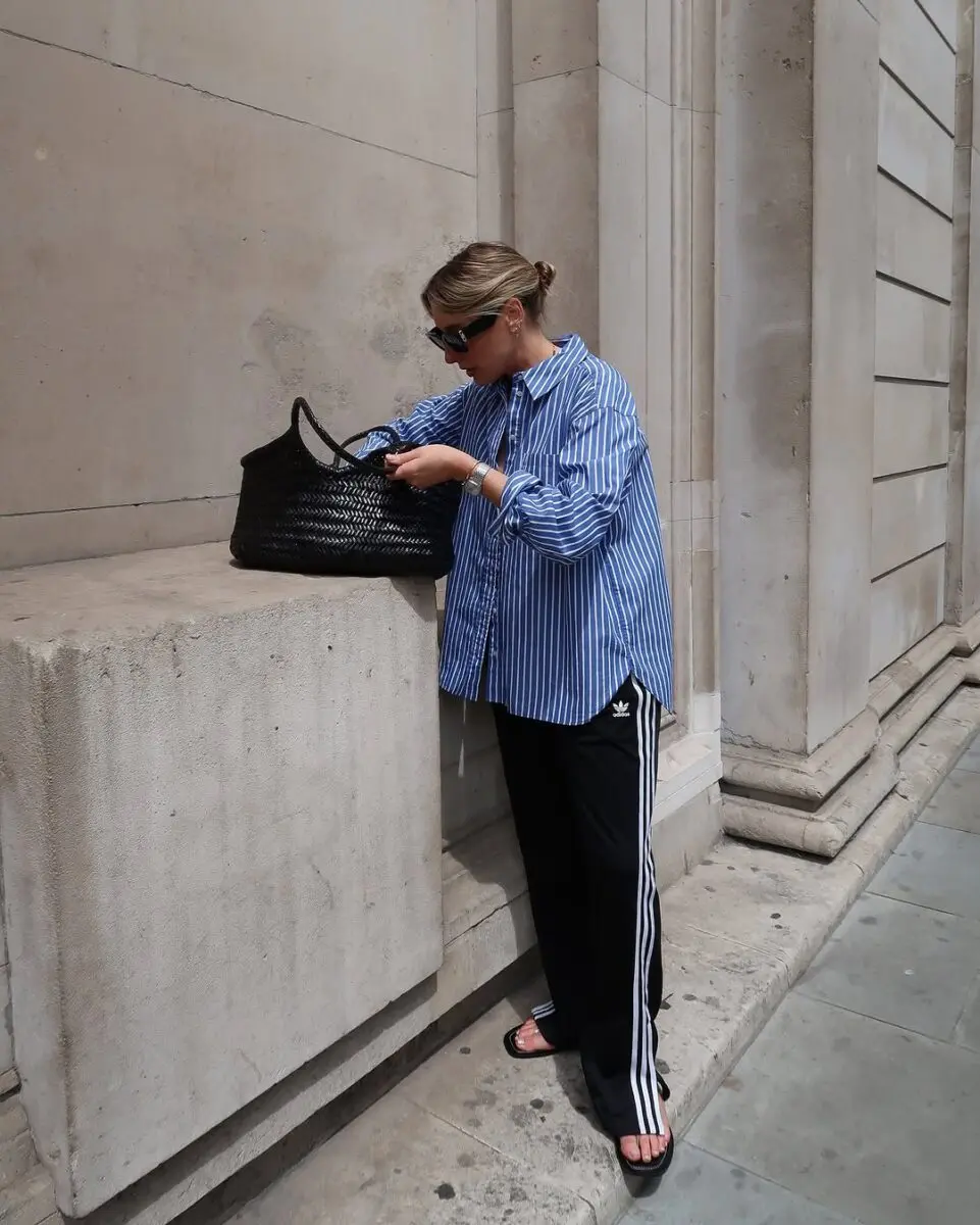 Stylish Striped Shirt with Athletic Pants
