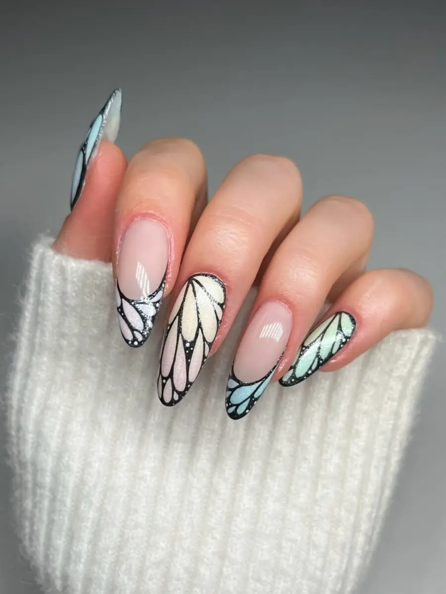 Stunning butterfly-inspired nail art design