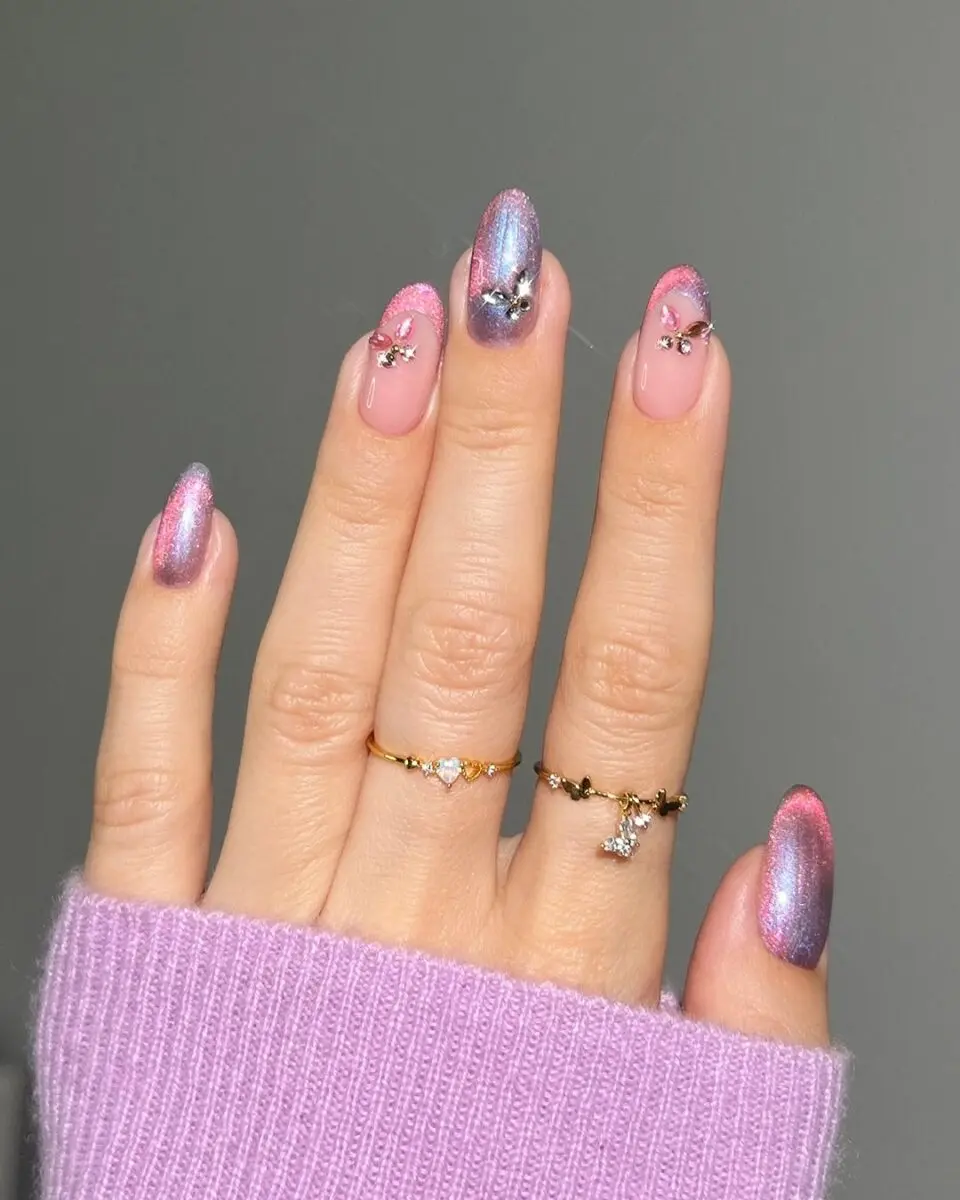 Whimsical butterfly nails in vibrant colors